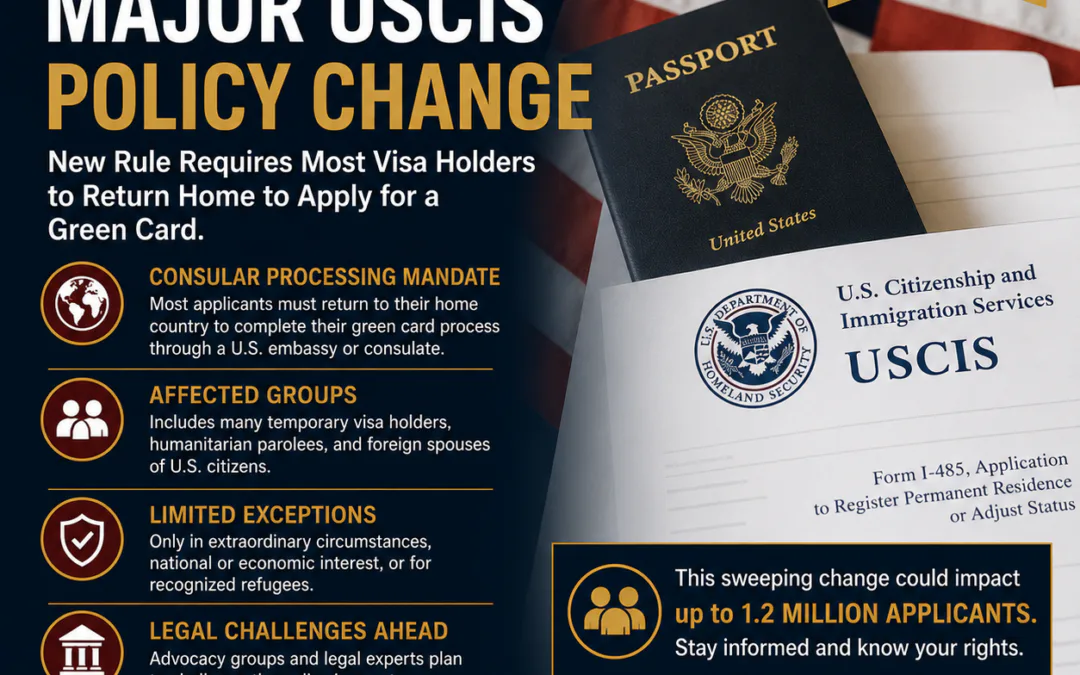 USCIS Policy Shift: Most Green Card Applicants Must Now Apply From Abroad